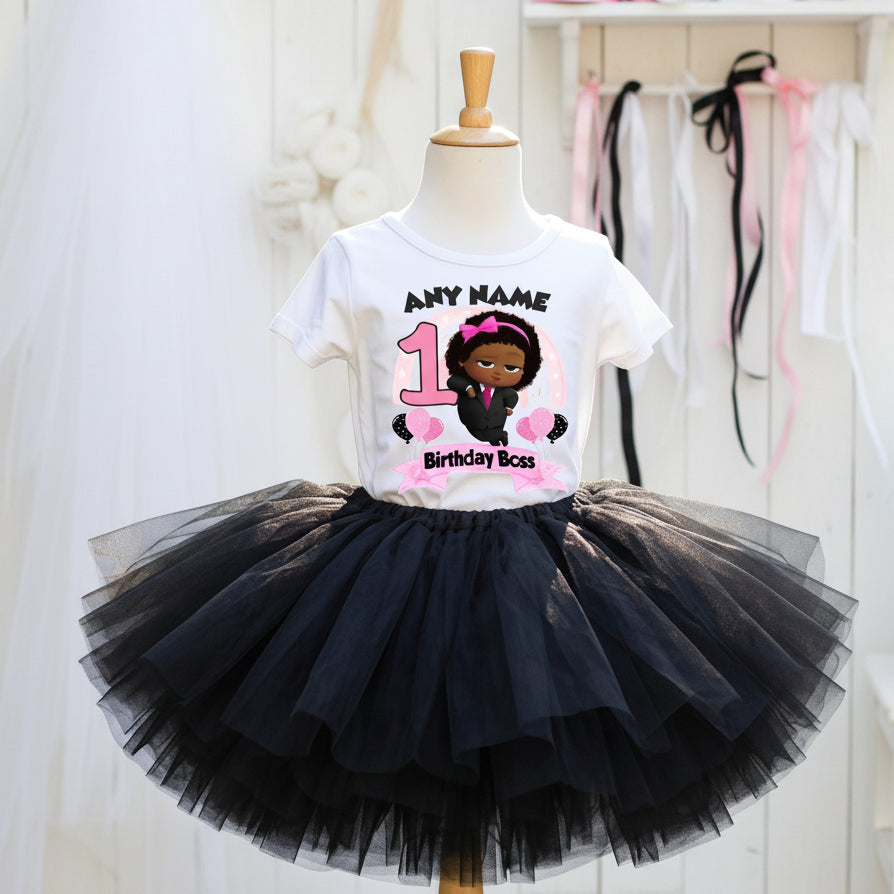 Boss Baby Black Girl Afro Tutu Set Girls Personalized Custom Black Tutu Outfit Dress Theme Cake Smash Birthday Party