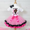 Boss Baby Black Girl Afro Tutu Set Girls Personalized Custom Pink Black Hot Pink Ribbon Trim Tutu Outfit Dress Theme Cake Smash Birthday Party