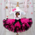 Boss Baby Black Girl Afro Tutu Set Girls Personalized Custom Hot Pink Black Knots Tutu Outfit Dress Theme Cake Smash Party