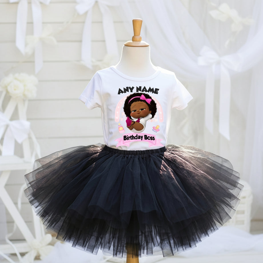 Boss Baby Black Girl Afro Tutu Set Girls Personalized Custom Black Tutu Outfit Dress Theme Cake Smash Party