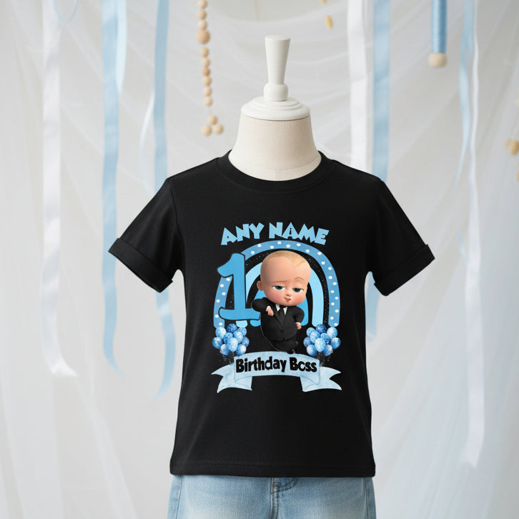 Boss Baby Boy Personalized Custom Black T-Shirt or Onesie Theme Cake Smash Birthday Party
