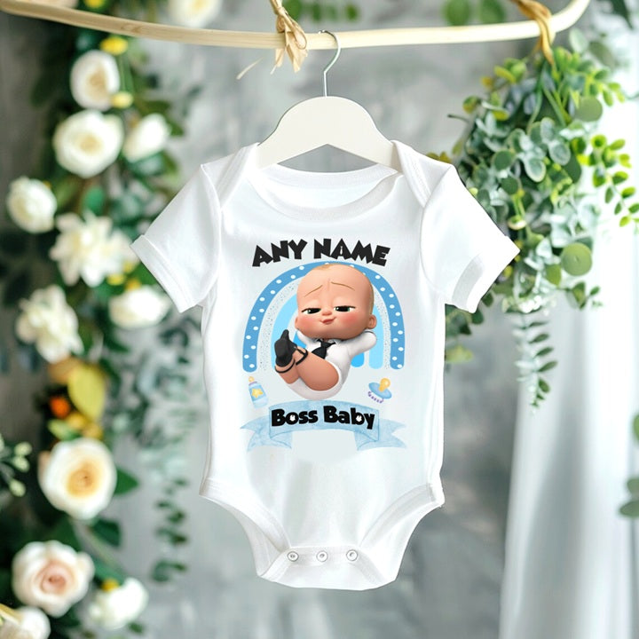 Boss Baby Boy Personalized Custom White T-Shirt or Onesie Theme Cake Smash Party