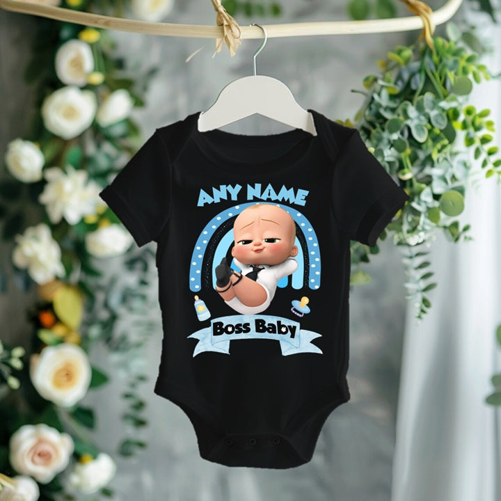 Boss Baby Boy Personalized Custom Black T-Shirt or Onesie Theme Cake Smash Party