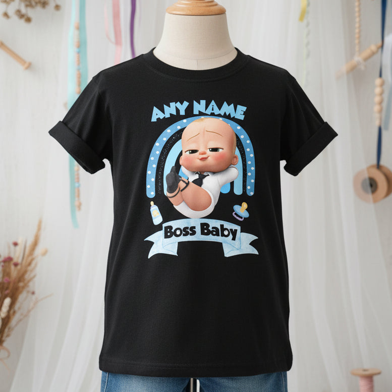 Boss Baby Boy Personalized Custom Black T-Shirt or Onesie Theme Cake Smash Party
