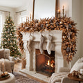 8-Foot Pre-Lit Warm Mocha Brown and Bronze Luxury Artificial Holiday Garland Christmas Decor