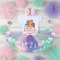 Bubble Guppies Tutu Set Girls Personalized Custom Pink Purple Aqua Blue Ribbon Sewn Trim Tutu Outfit Dress Theme Cake Smash Birthday Party