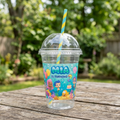 (Pack of 6) Bubble Guppies Custom Personalized Birthday Party 16 oz Cups with Dome Lids & Straws