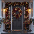 36-Inch Pre-Lit Regal Burgundy and Gold Luxury Artificial Holiday Wreath Christmas Decor