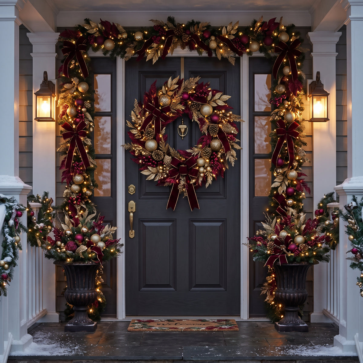 36-Inch Pre-Lit Regal Burgundy and Gold Luxury Artificial Holiday Wreath Christmas Decor