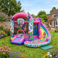Play Bounce House Jumping Playhouse area with Slide and Ball Pit Butterfly Garden Castle Theme