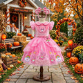 Care Bears Cheer Bear Girls' Deluxe Sparkle Tutu Party Costume Dress Set with Matching Headband Halloween Birthday Pageant