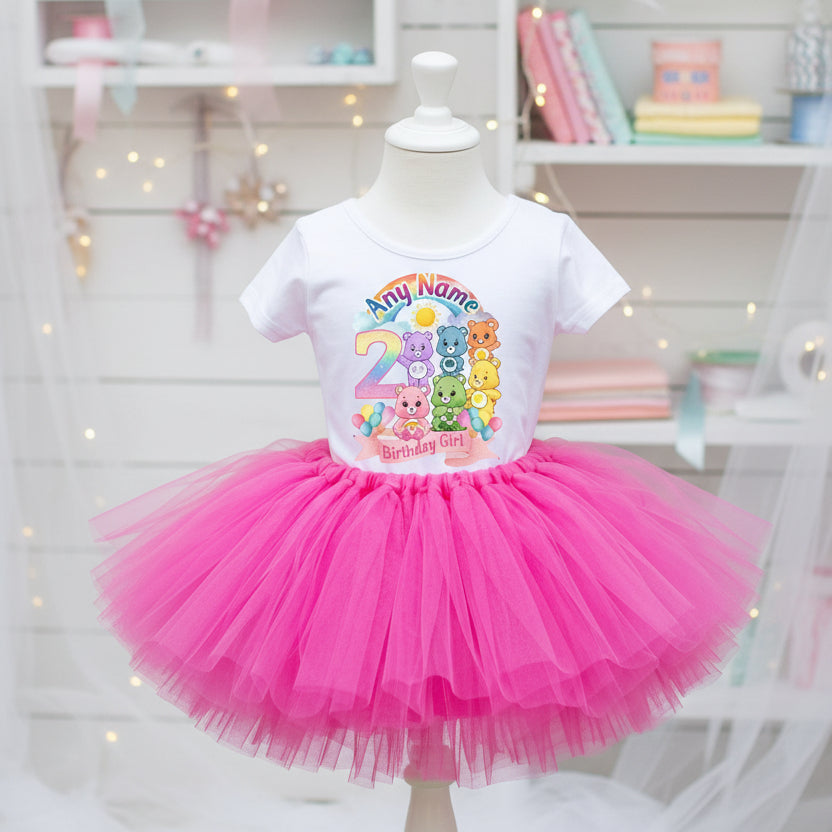 Care Bears Tutu Set Girls Personalized Custom Hot Pink Tutu Outfit Dress Theme Cake Smash Birthday Party