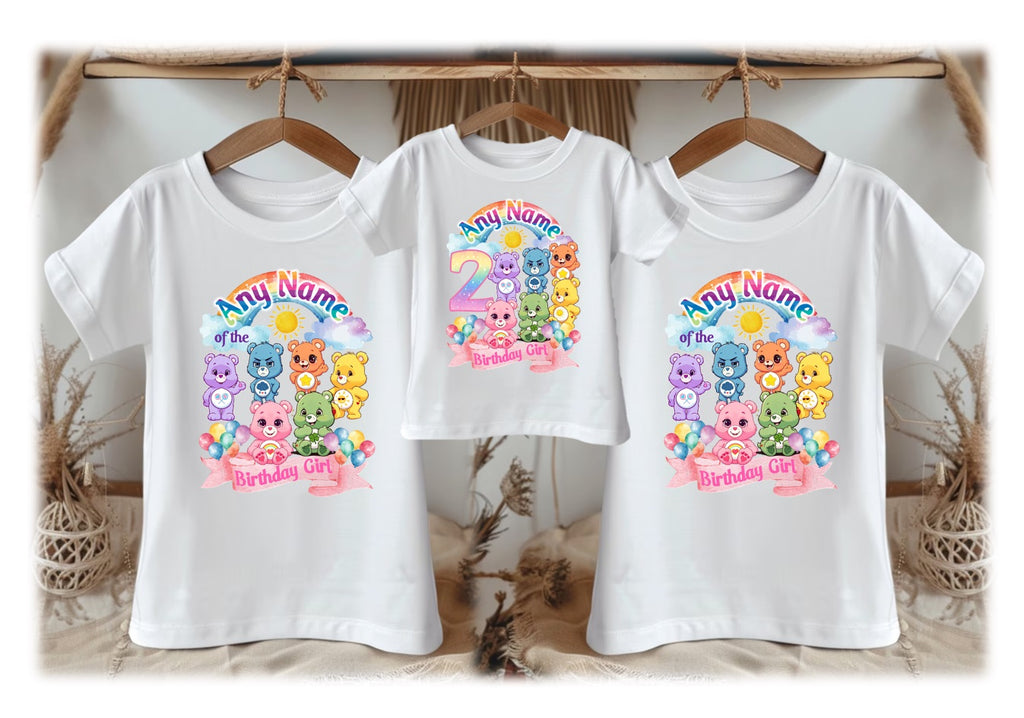 Care Bears Personalized Custom White Family T-Shirt or Onesie Pack Theme Cake Smash Birthday Party