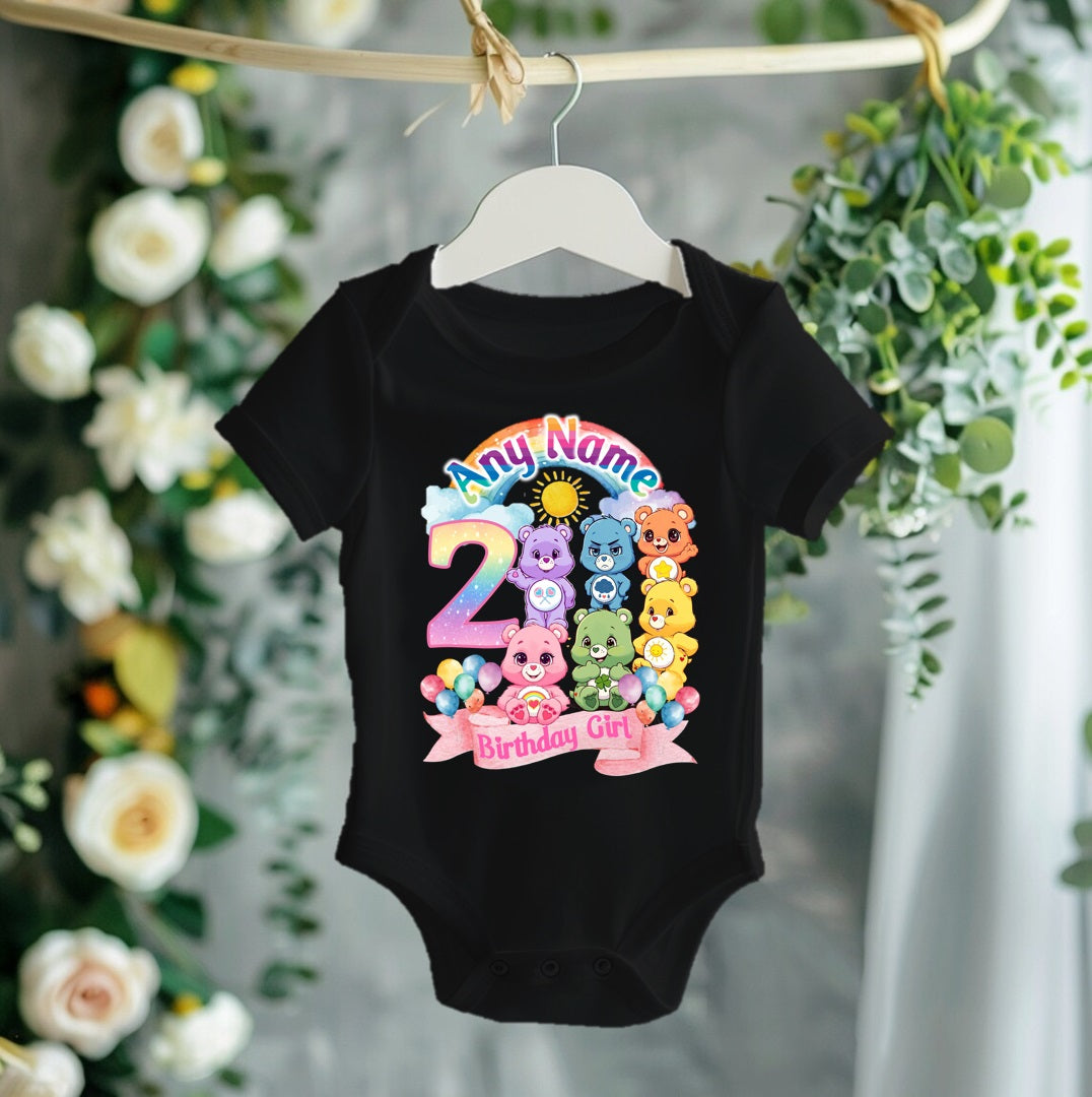 Care Bears Personalized Custom Black T-Shirt or Onesie Theme Cake Smash Birthday Party