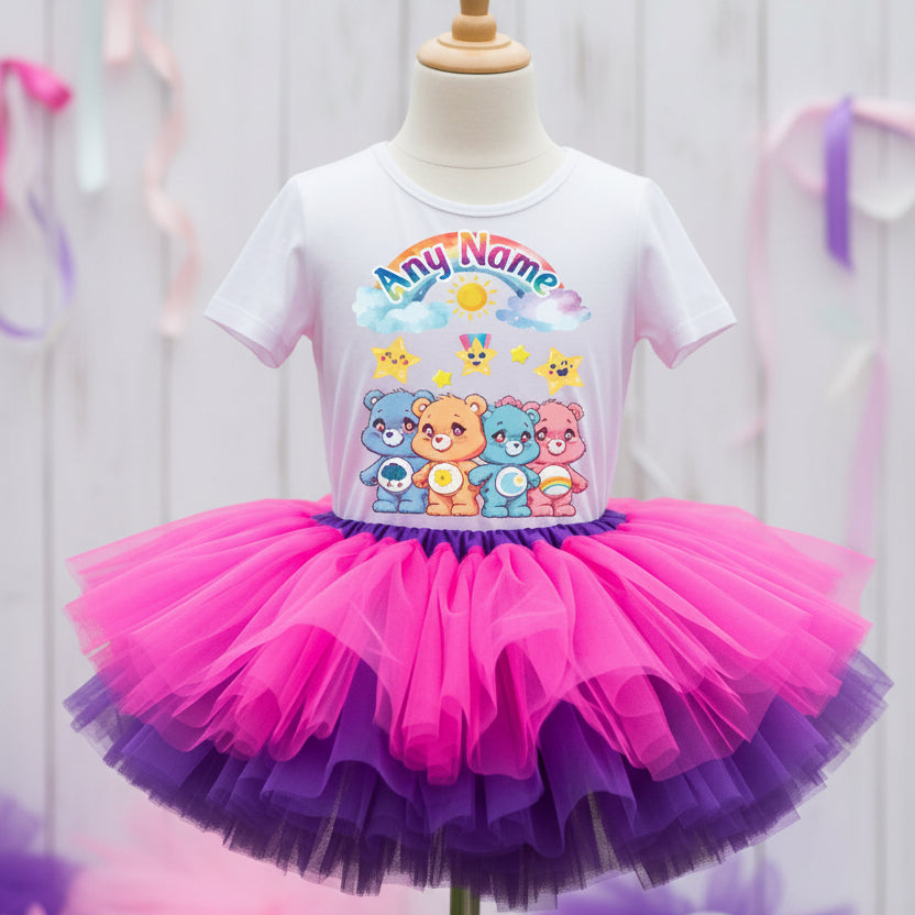 Care Bears Tutu Set Girls Personalized Custom Hot Pink Purple Tutu Outfit Dress Theme Cake Smash Party