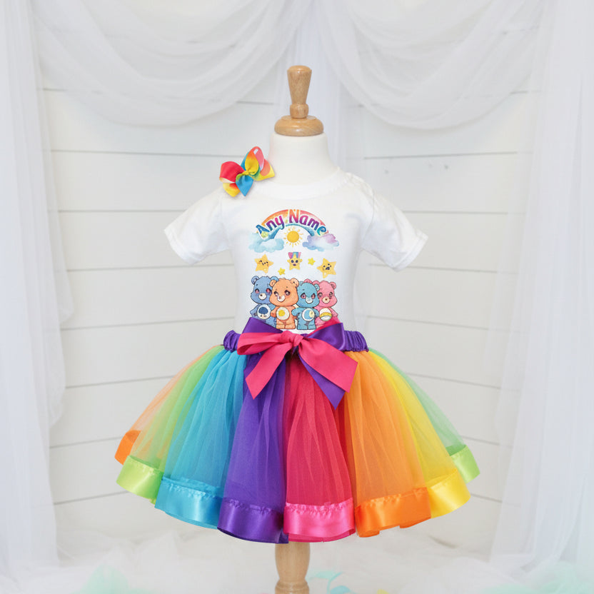 Care Bears Tutu Set Girls Personalized Custom Rainbow Ribbon Tutu Outfit Dress Theme Cake Smash Party