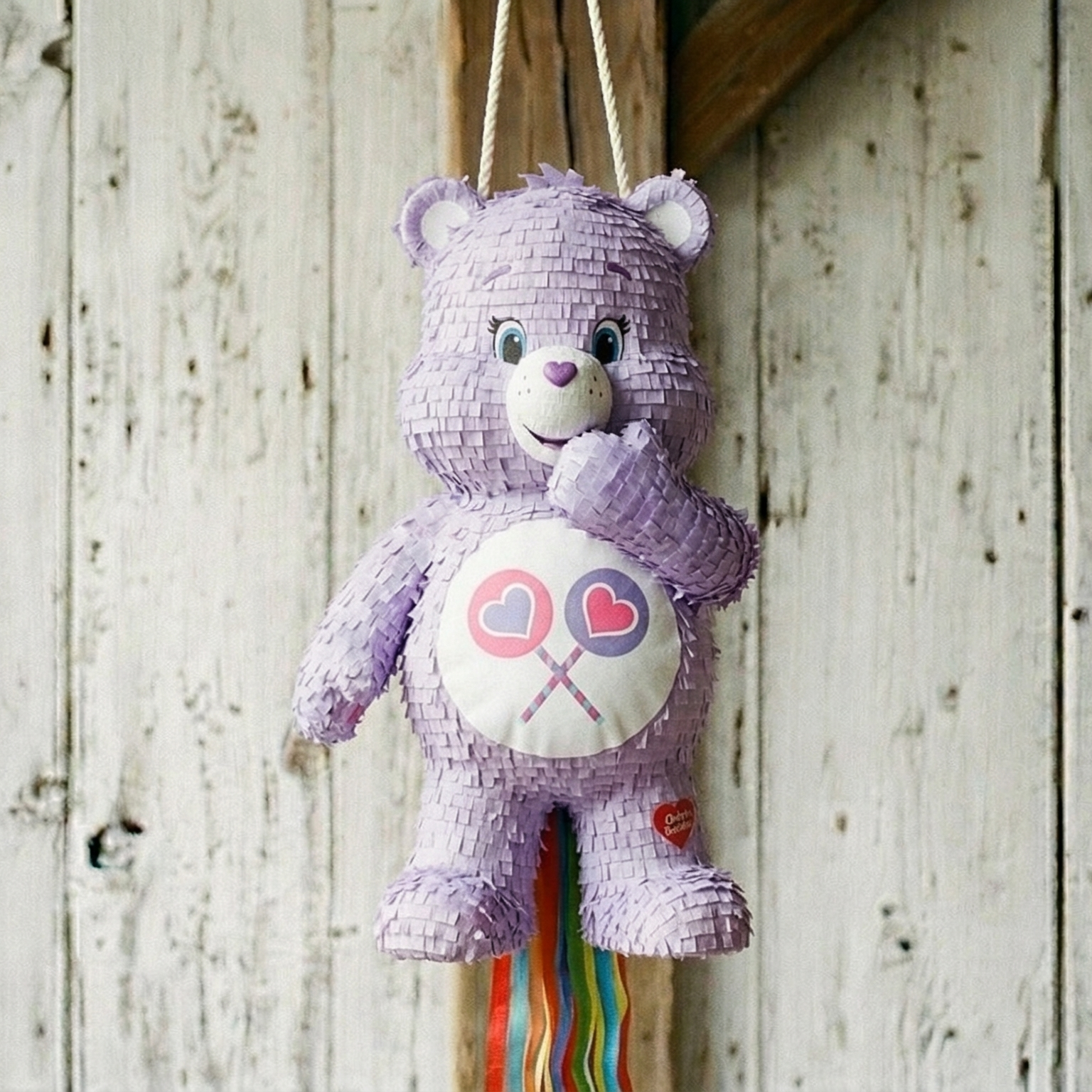 Premium Handmade 30-Inch Care Bears Share Character Pull-String Piñata Table Decor Party Centerpiece