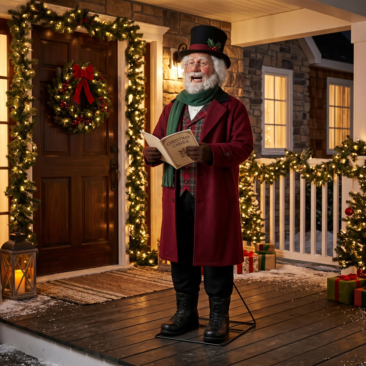 6' Christmas Caroler Man Figure Music Lights Motion Sensor Christmas Home Decor Accent Yard Prop