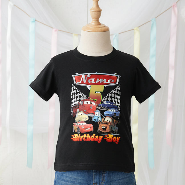 Cars Group Personalized Custom Black Family T-Shirt or Onesie Pack Theme Cake Smash Birthday Party