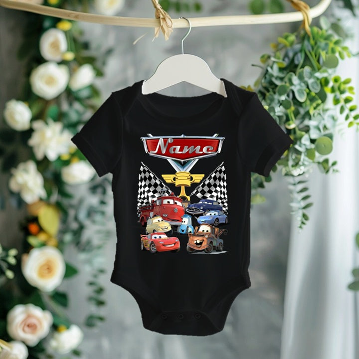 Cars Group Personalized Custom Black T-Shirt or Onesie Theme Cake Smash Party