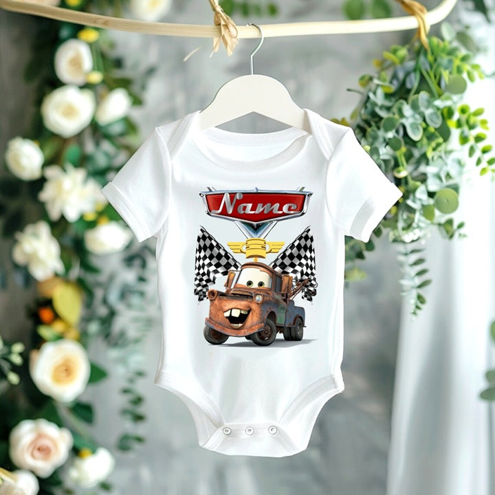 Cars Mater Personalized Custom White T-Shirt or Onesie Theme Cake Smash Party