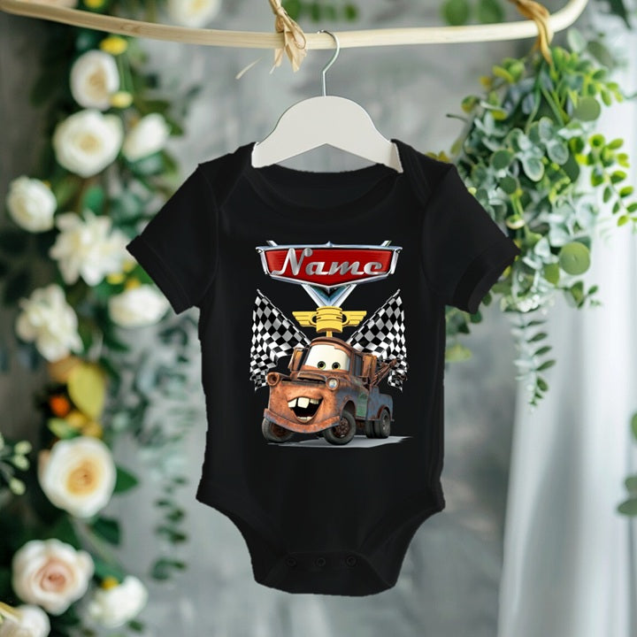 Cars Mater Personalized Custom Black T-Shirt or Onesie Theme Cake Smash Party