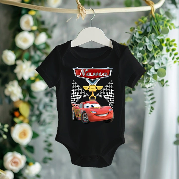 Cars Lightning McQueen Personalized Custom Black T-Shirt or Onesie Theme Cake Smash Party