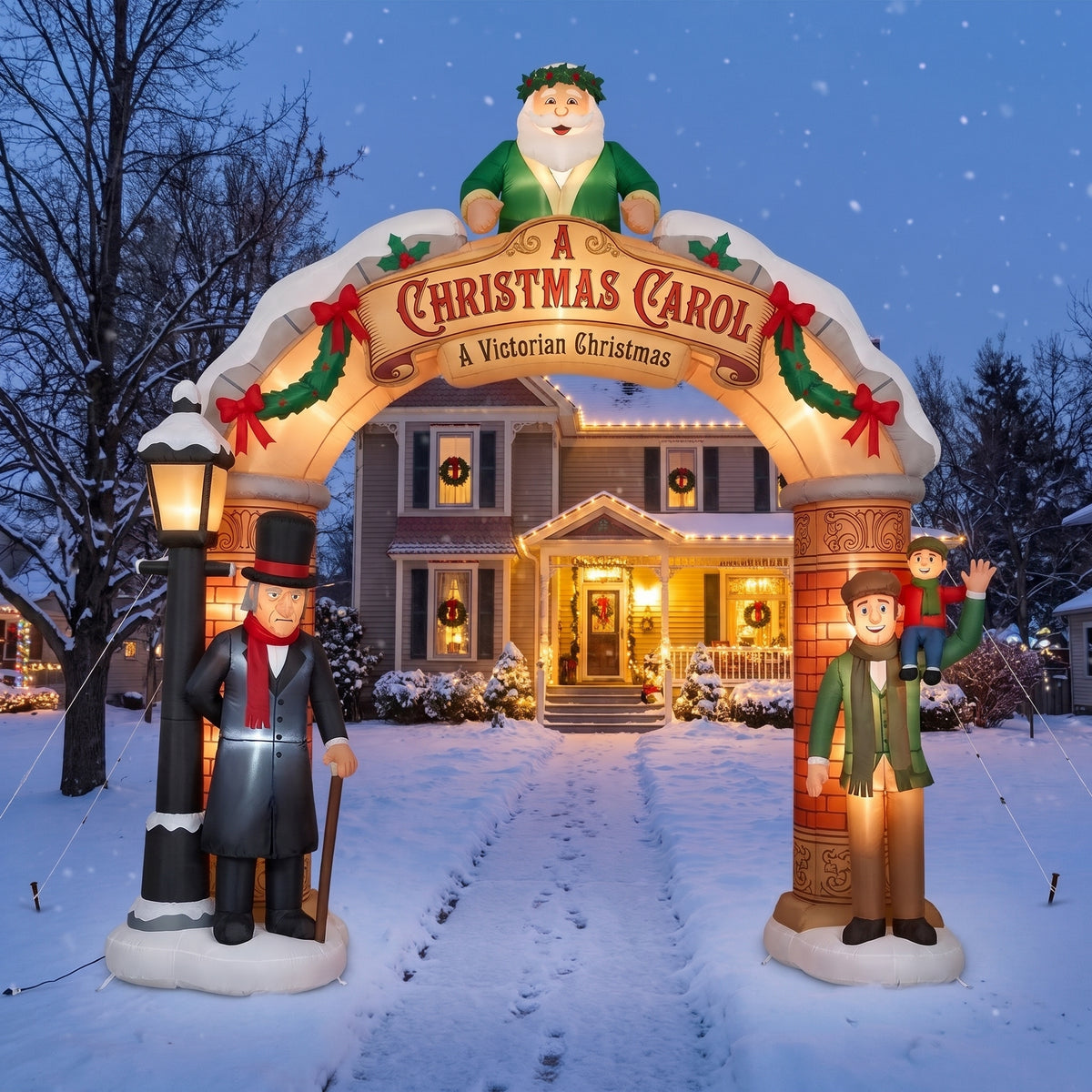 10-Foot Giant Outdoor Illuminated Walkthrough A Christmas Carol Inflatable Archway Christmas Decor