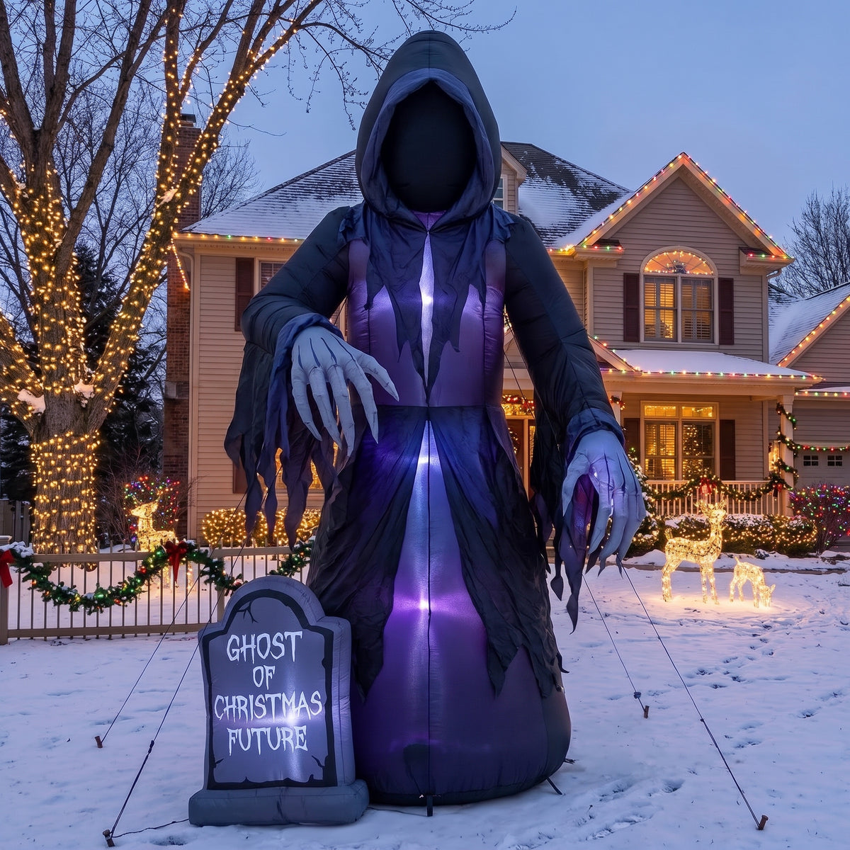 10-Foot Giant Outdoor Christmas Carol Ghost of Christmas Future Inflatable with LED Illumination Christmas Blow Up Yard Decor