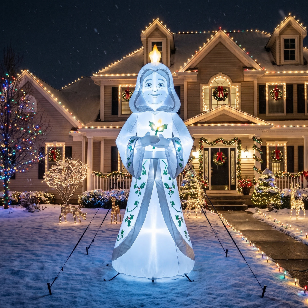 10-Foot Giant Outdoor Christmas Carol Ghost of Christmas Past Inflatable with LED Illumination Christmas Blow Up Yard Decor