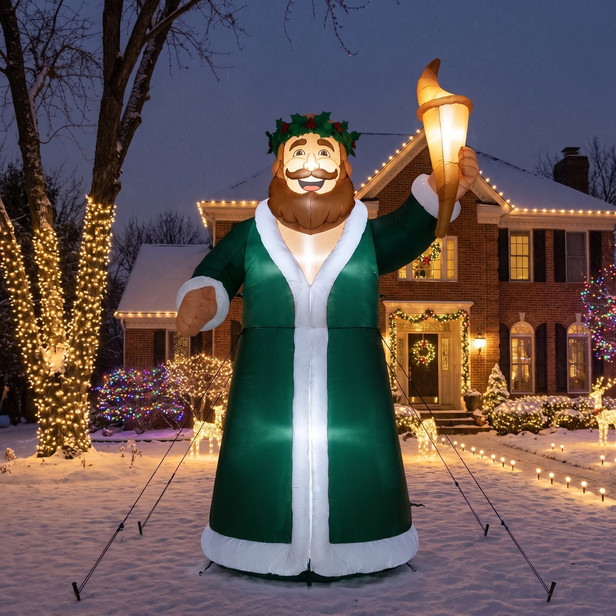 10-Foot Giant Outdoor Christmas Carol Ghost of Christmas Present Inflatable with LED Illumination Christmas Blow Up Yard Decor