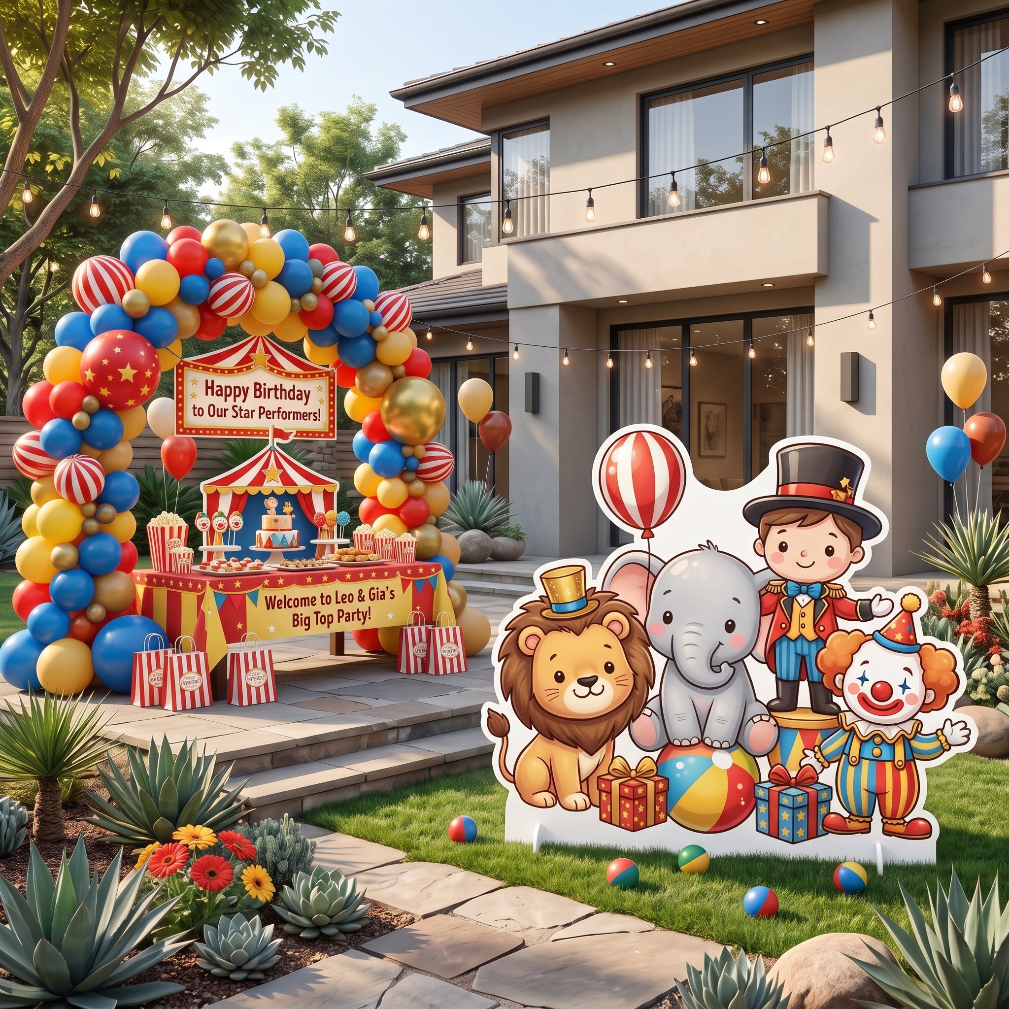Life Size Boys Circus Animals Character Premium Freestanding Birthday Cutouts Yard Sign Decor Party Prop