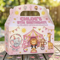 (Pack of 6) Pink Circus Tent Custom Personalized Birthday Party Favor Gable Treat Boxes