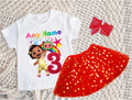 CoComelon Girl Nina Tutu Set Girls Personalized Custom Red Gold Polka Dots Tutu Outfit Dress Theme Cake Smash Birthday Party
