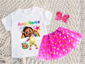 CoComelon Girl Nina Tutu Set Girls Personalized Custom Hot Pink Gold Polka Dots Tutu Outfit Dress Theme Cake Smash Party