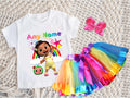 CoComelon Girl Nina Tutu Set Girls Personalized Custom Rainbow Ribbon Tutu Outfit Dress Theme Cake Smash Party