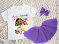 CoComelon Girl Nina Tutu Set Girls Personalized Custom Purple 3 Layer Tutu Outfit Dress Theme Cake Smash Party
