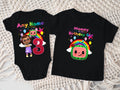 CoComelon Girl Bella Personalized Custom Black Family T-Shirt or Onesie Pack Theme Cake Smash Birthday Party