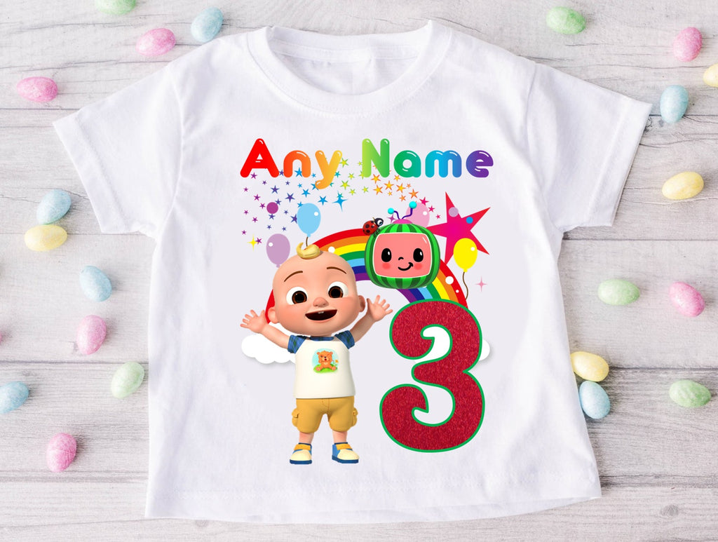 CoComelon Boy JJ Personalized Custom White Family T-Shirt or Onesie Pack Theme Cake Smash Birthday Party