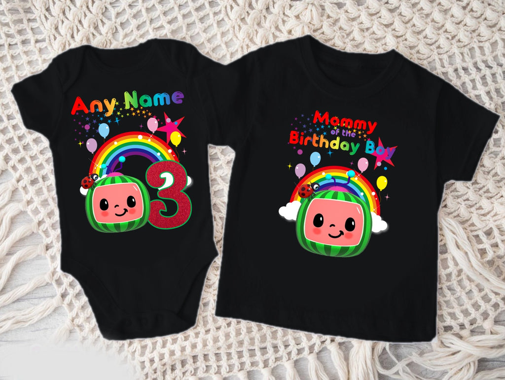 CoComelon Boys TV Melon Personalized Custom Black Family T-Shirt or Onesie Pack Theme Cake Smash Birthday Party