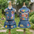 Personalized Custom Name CoComelon Bella Denim Vest & Skirt Set Birthday Party Cake Smash Gift
