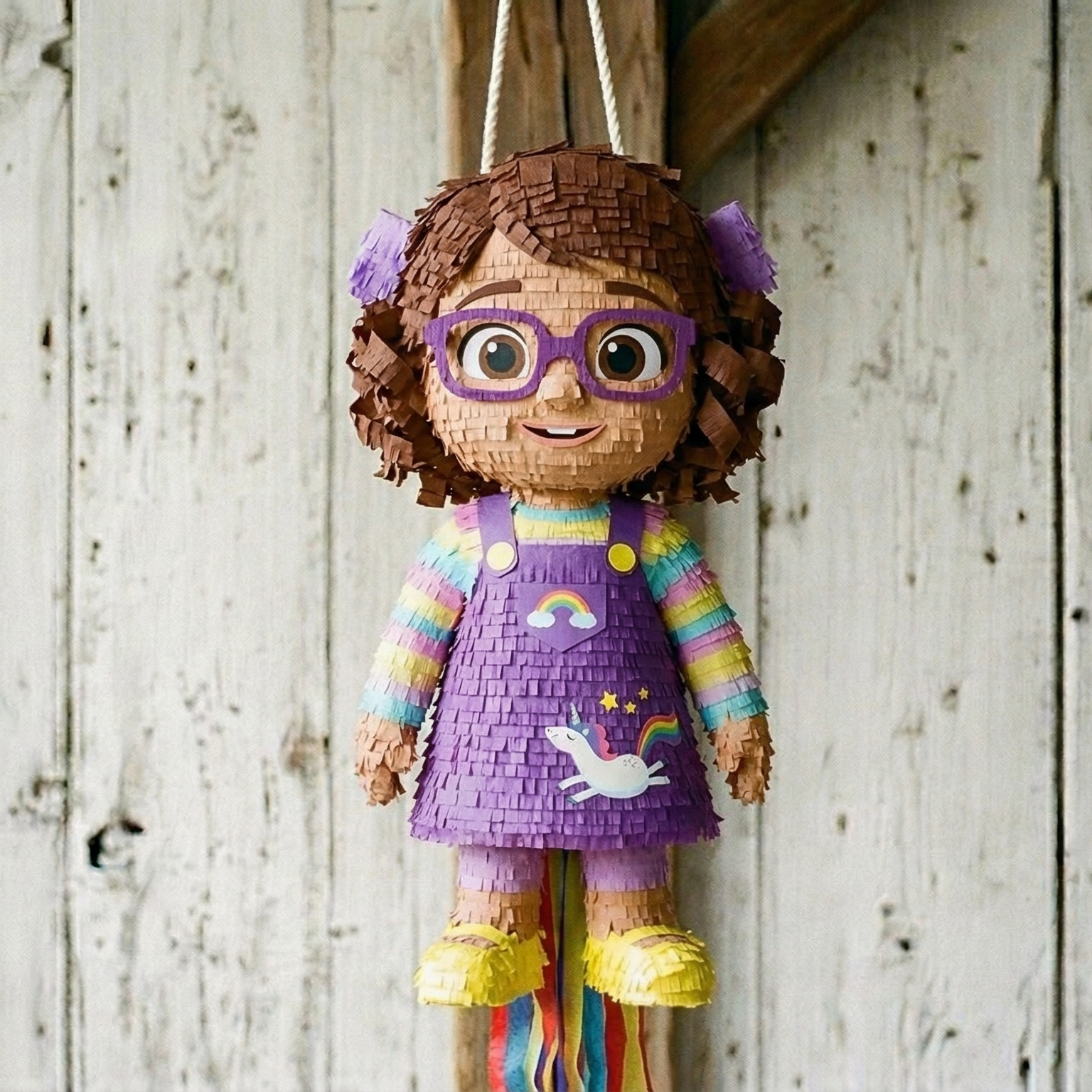Premium Handmade 30-Inch CoComelon Bella Character Pull-String Piñata Table Decor Party Centerpiece