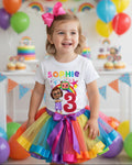 CoComelon Girl Bella Tutu Set Girls Personalized Custom Rainbow Ribbon Tutu Outfit Dress Theme Cake Smash Birthday Party