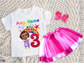 CoComelon Girl Bella Tutu Set Girls Personalized Custom Hot Pink White Pink Ribbon Tutu Outfit Dress Theme Cake Smash Birthday Party