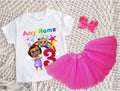 CoComelon Girl Bella Tutu Set Girls Personalized Custom Hot Pink 3 Layer Tutu Outfit Dress Theme Cake Smash Birthday Party