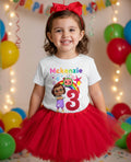 CoComelon Girl Bella Tutu Set Girls Personalized Custom Red 3 Layer Tutu Outfit Dress Theme Cake Smash Birthday Party