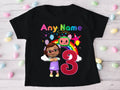CoComelon Girl Bella Personalized Custom Black T-Shirt or Onesie Theme Cake Smash Birthday Party
