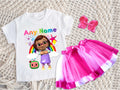 CoComelon Girl Bella Tutu Set Girls Personalized Custom Hot Pink White Pink Ribbon Tutu Outfit Dress Theme Cake Smash Party