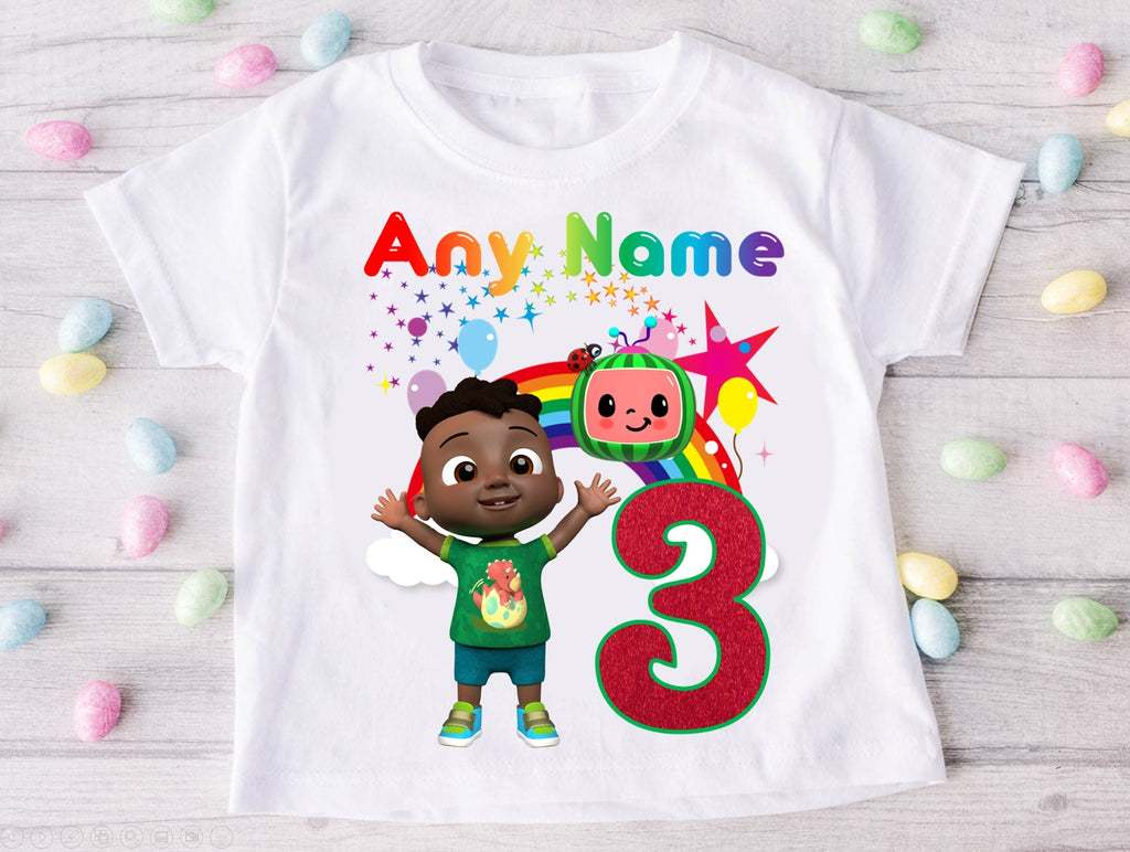 CoComelon Boy Cody Personalized Custom White Family T-Shirt or Onesie Pack Theme Cake Smash Birthday Party