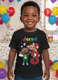 CoComelon Boy Cody Personalized Custom Black T-Shirt or Onesie Theme Cake Smash Birthday Party